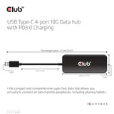 Club3D CSV-1548 USB-C Hub 4 porte 100W Sort