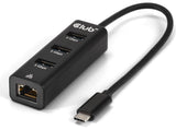 Club 3D CSV-1549 USB-C gen 1 til 3xUSB-A og RJ45 USB Hub Sort