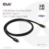 Club3D CAC-1570 USB4 USB-C til USB-C 1,2m 240W 8K240Hz Sort