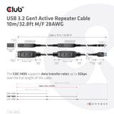 Club 3D CAC-1405 USB-A 3.2 Gen1 aktiv forlængerkabel 10m Sort