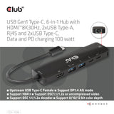 Club 3D CSV-1596 6-in-1 USB-C Gen 1 Dockingstation Sort