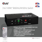 Club3D CSV-1381 HDMI Switch 3 Porte