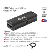 Club3D Active HDMI hun Repeater 4K 60Hz Signalforstækning op til 40 m