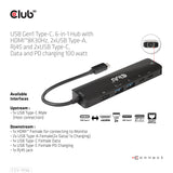 Club 3D CSV-1596 6-in-1 USB-C Gen 1 Dockingstation Sort