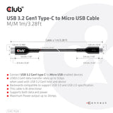 Club 3D CAC-1526 USB 3.2 Gen 1 USB-C kabel 1m Sort