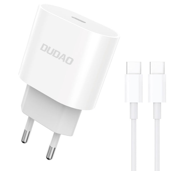 Dudao Kompakt Strømadapter & Oplader med USB-C 20W – Inkl. USB-C Kabel
