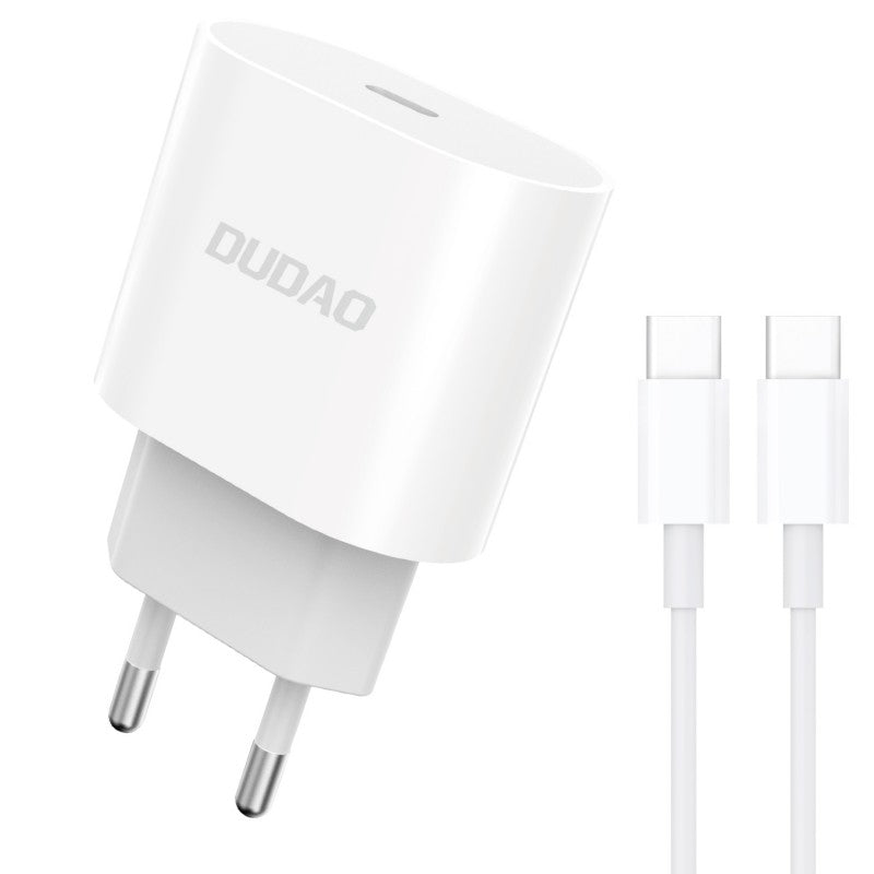 Dudao Kompakt Strømadapter & Oplader med USB-C 20W – Inkl. USB-C Kabel