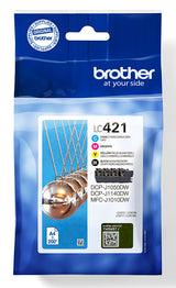 Brother LC 421 Sort Gul Cyan Magenta 200 sider Blæk