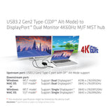 Club 3D CSV-1555 USB-C gen 2 til 2xDisplayPort videoadapter Sort