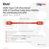 Club 3D CAC-1511 USB-C 240W kabel 1m Rød